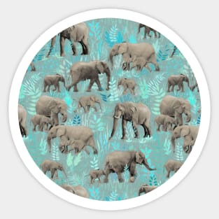 Sweet Elephants in Soft Teal Sticker